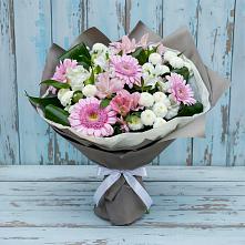 Букет цветов из:  Герберы, Альстромерии и Хризантемы в Красноармейске Московской области