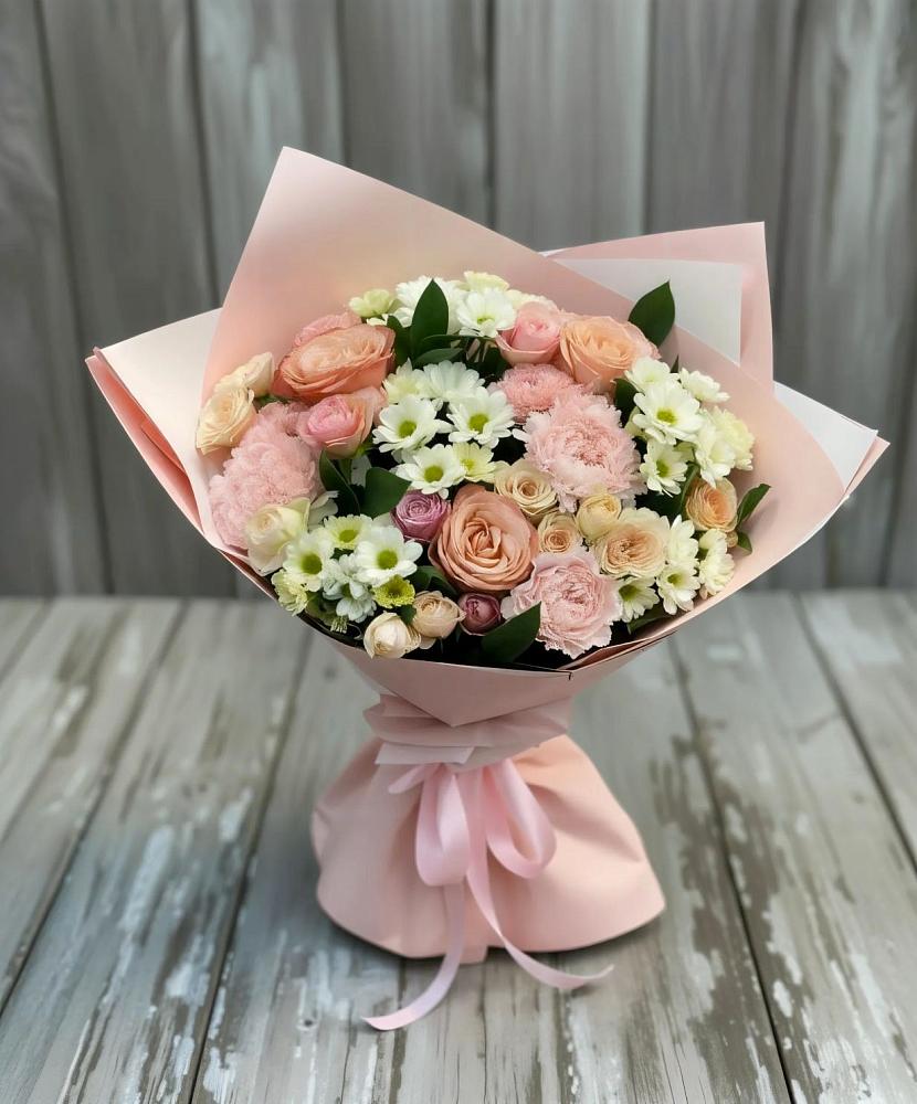 Букет цветов из: Гвоздики, Розы и Хризантемы в Красноармейске Московской области