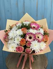 Букет цветов из:  Розы, Герберы и Хризантемы в Красноармейске Московской области