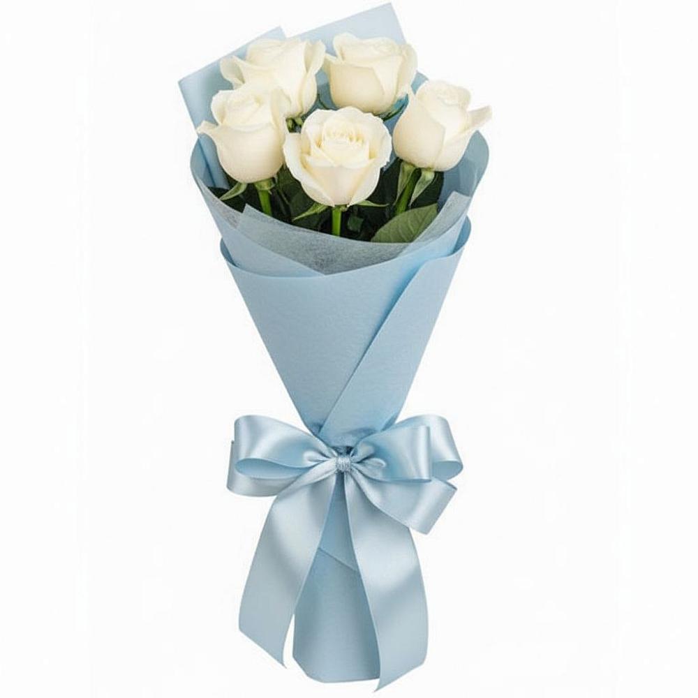 Букет 5 Белых роз Проуд в Красноармейске Московской области