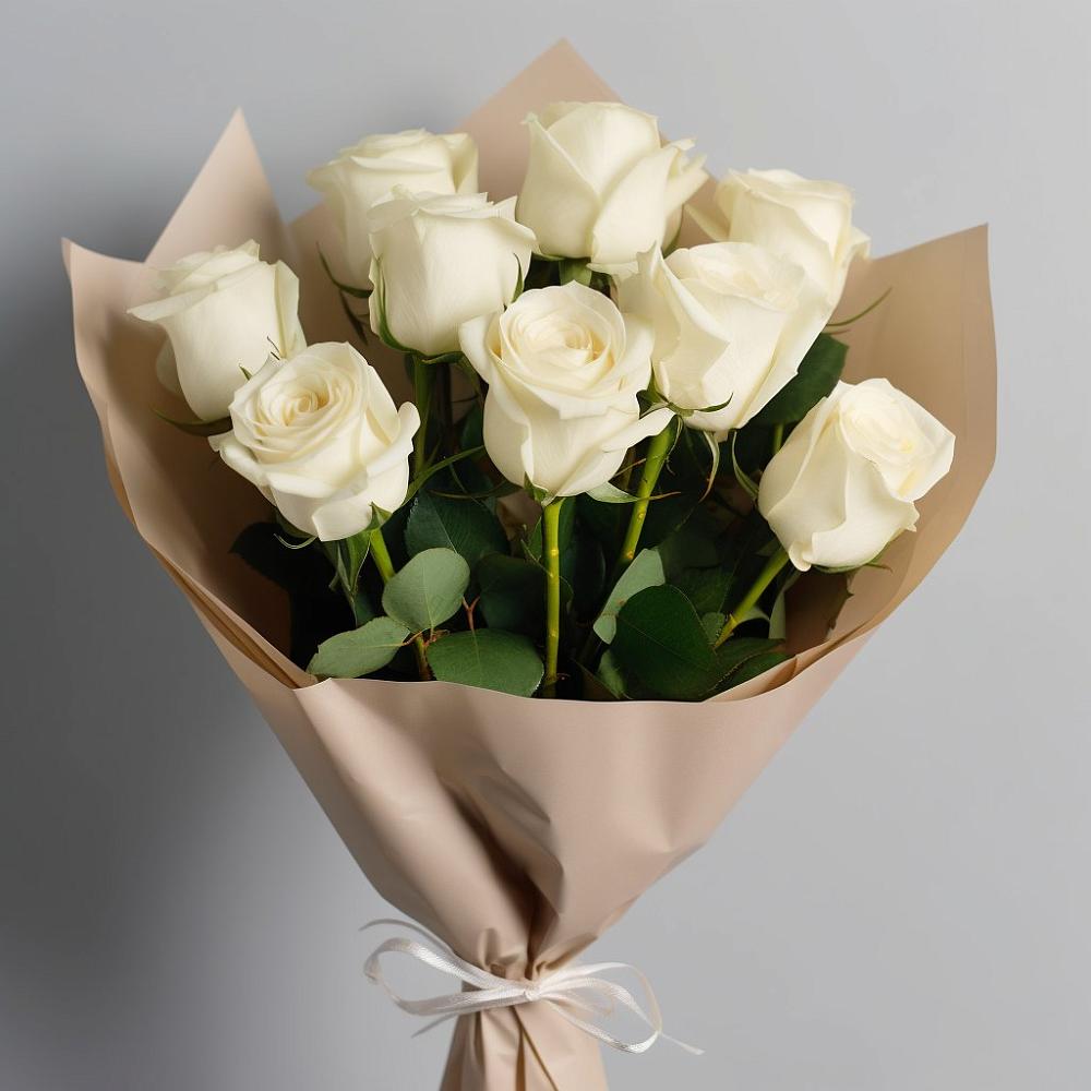 Букет 9 Белых роз Эдлесс Лав в Красноармейске Московской области