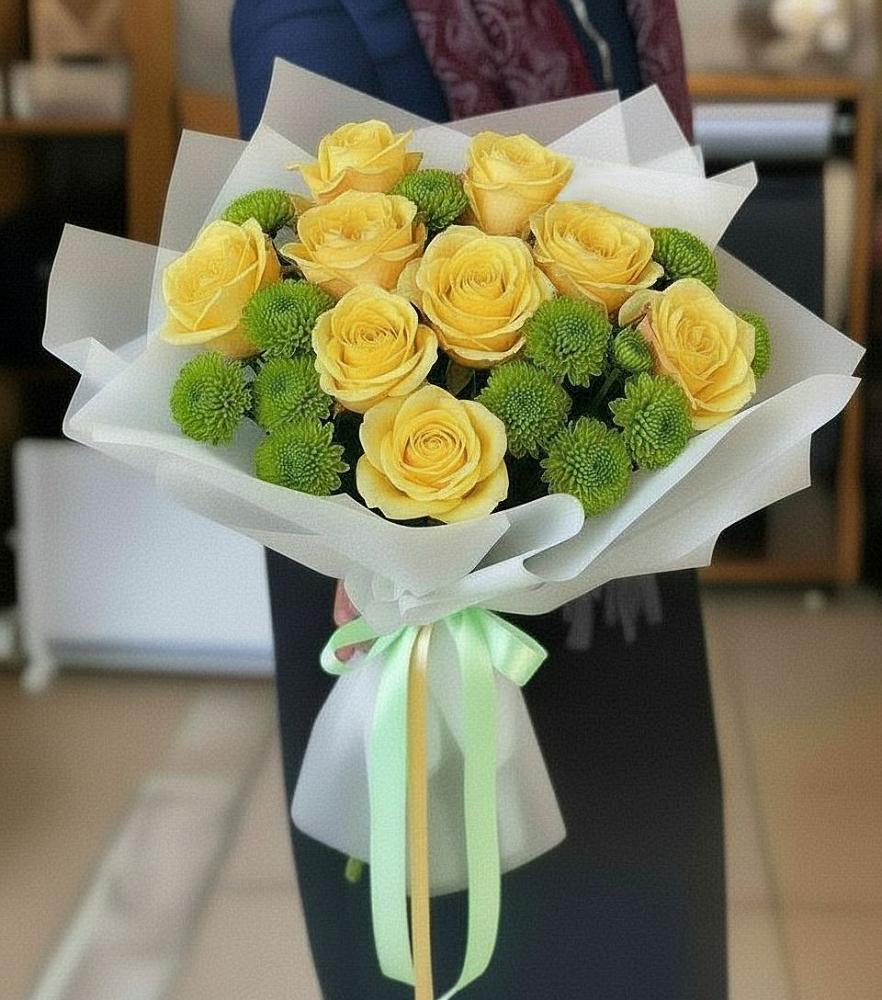 Букет цветов из: Хризантемы и Розы в Красноармейске Московской области