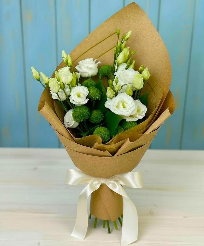 Букет цветов из: Хризантемы и Лизиантусы в Красноармейске Московской области