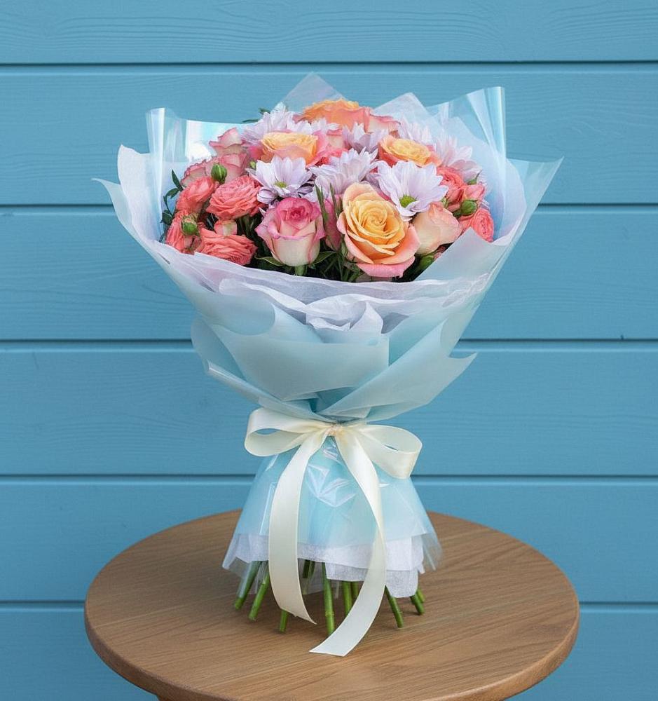 Букет цветов из: Хризантемы и Розы в Красноармейске Московской области